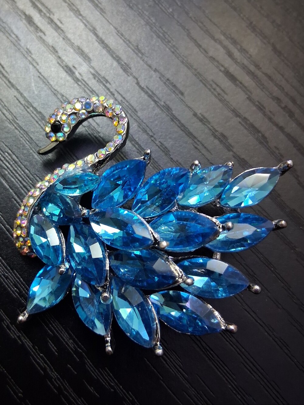 Blue Swan Silver Brooch